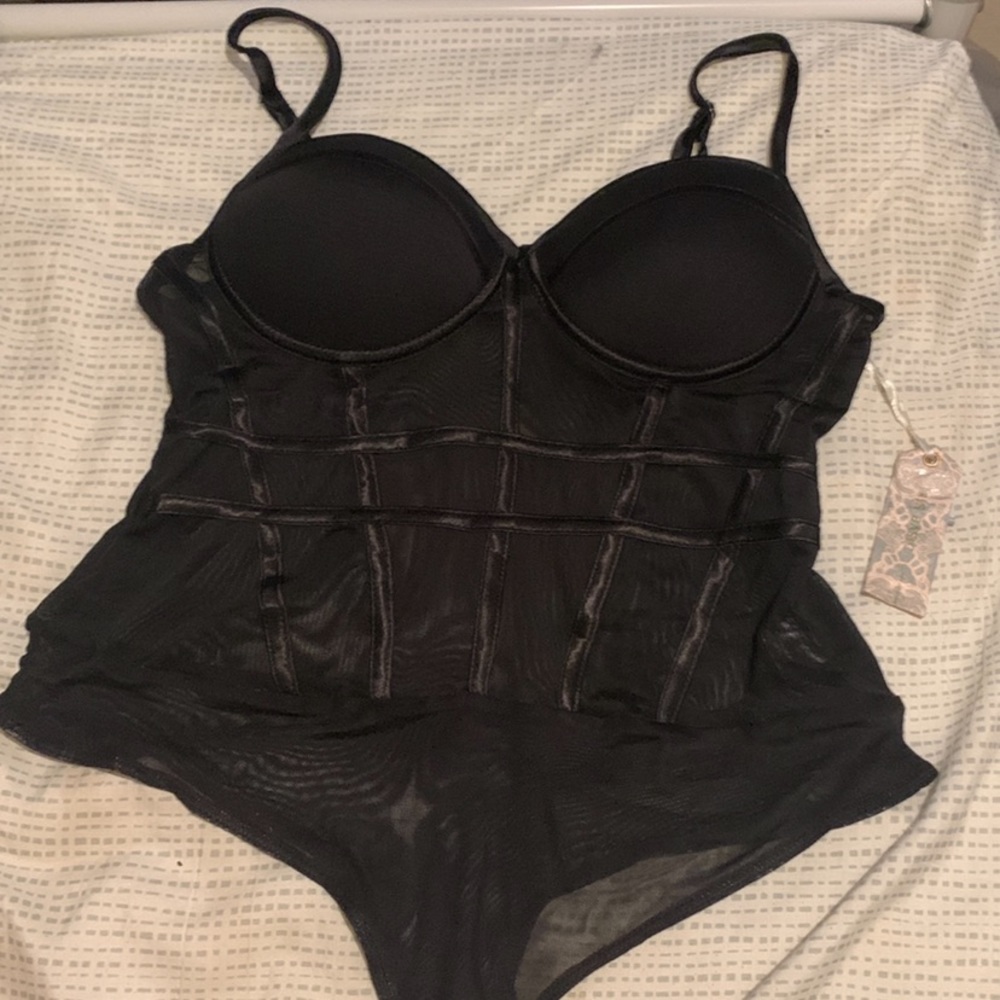 Medium black mesh bodysuit